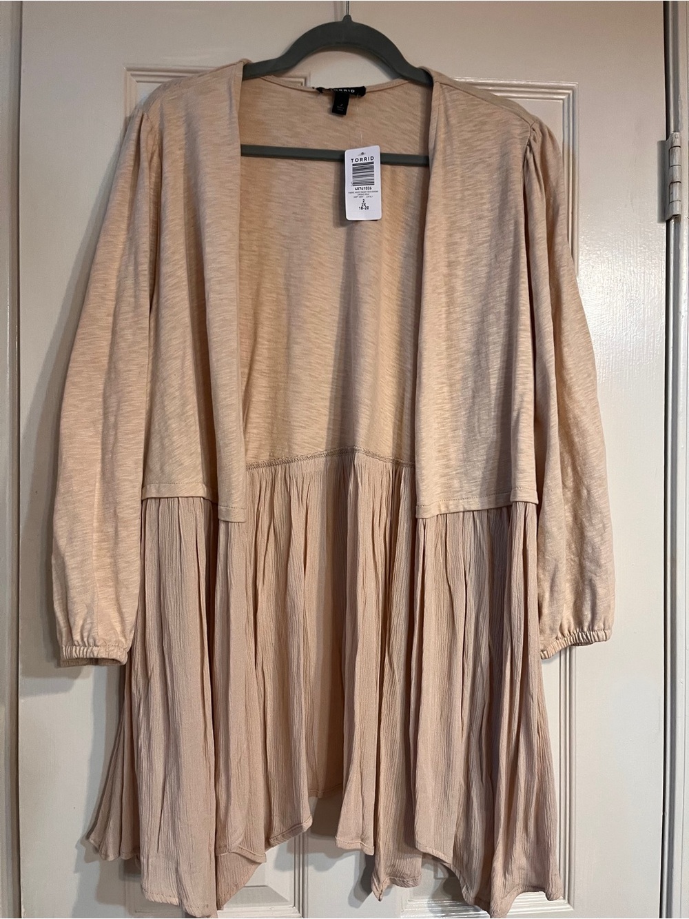 torrid Beige Open-Front Draped Cardigan Blazer